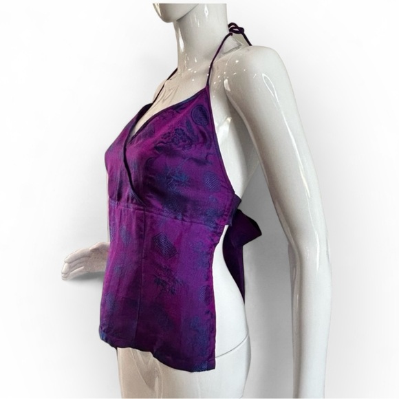 NWOT 100% Silk Tie Back Halter Top - Picture 1 of 8